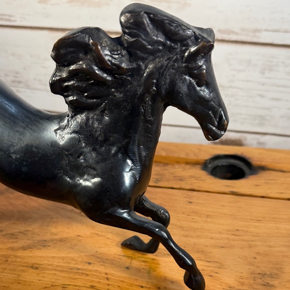 Bronze Black Rearing Horse Sculpture Vintage handmade - Picture 5 of 15